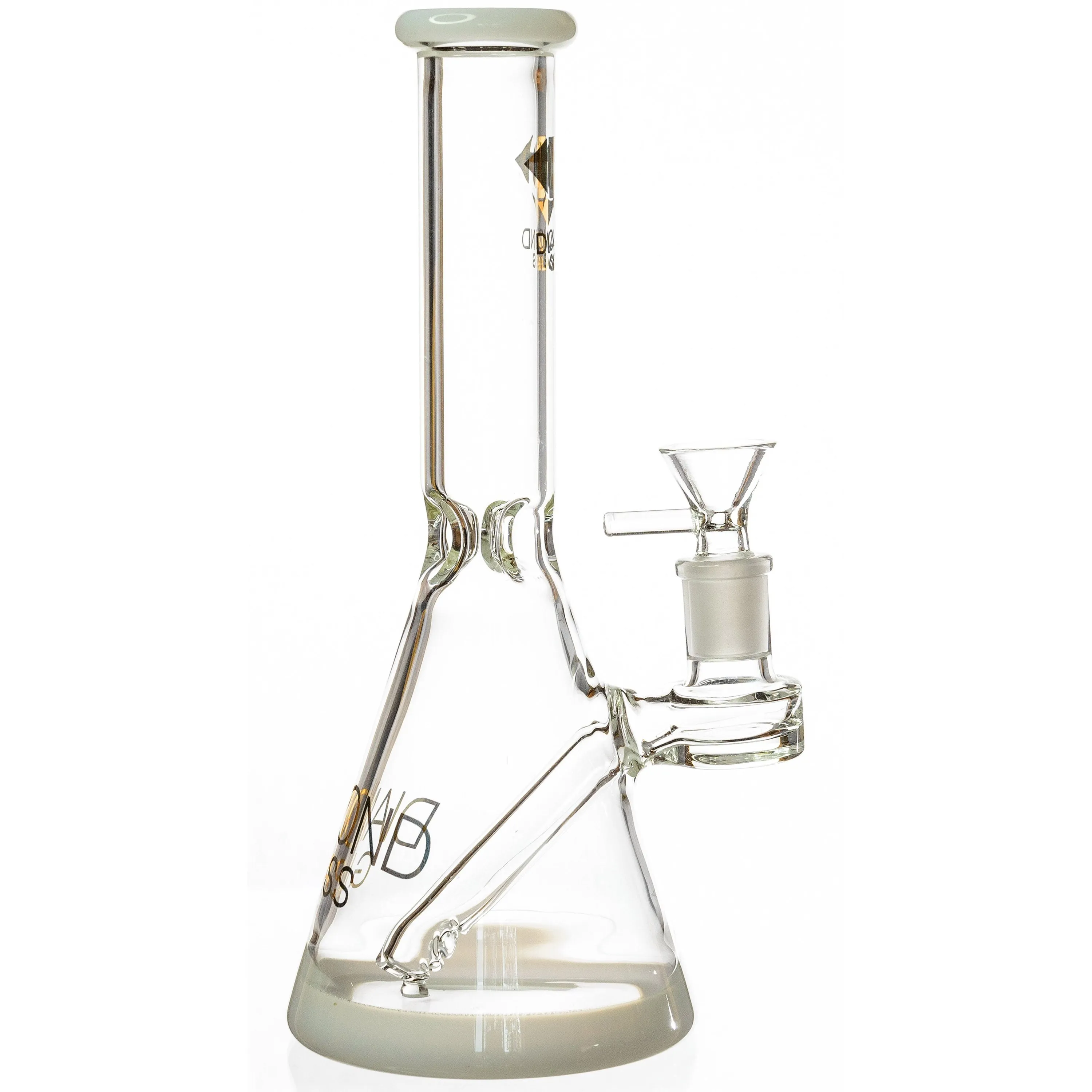 10 Beaker Bong w/ colored lip and base   built-in stem, by Diamond Glass