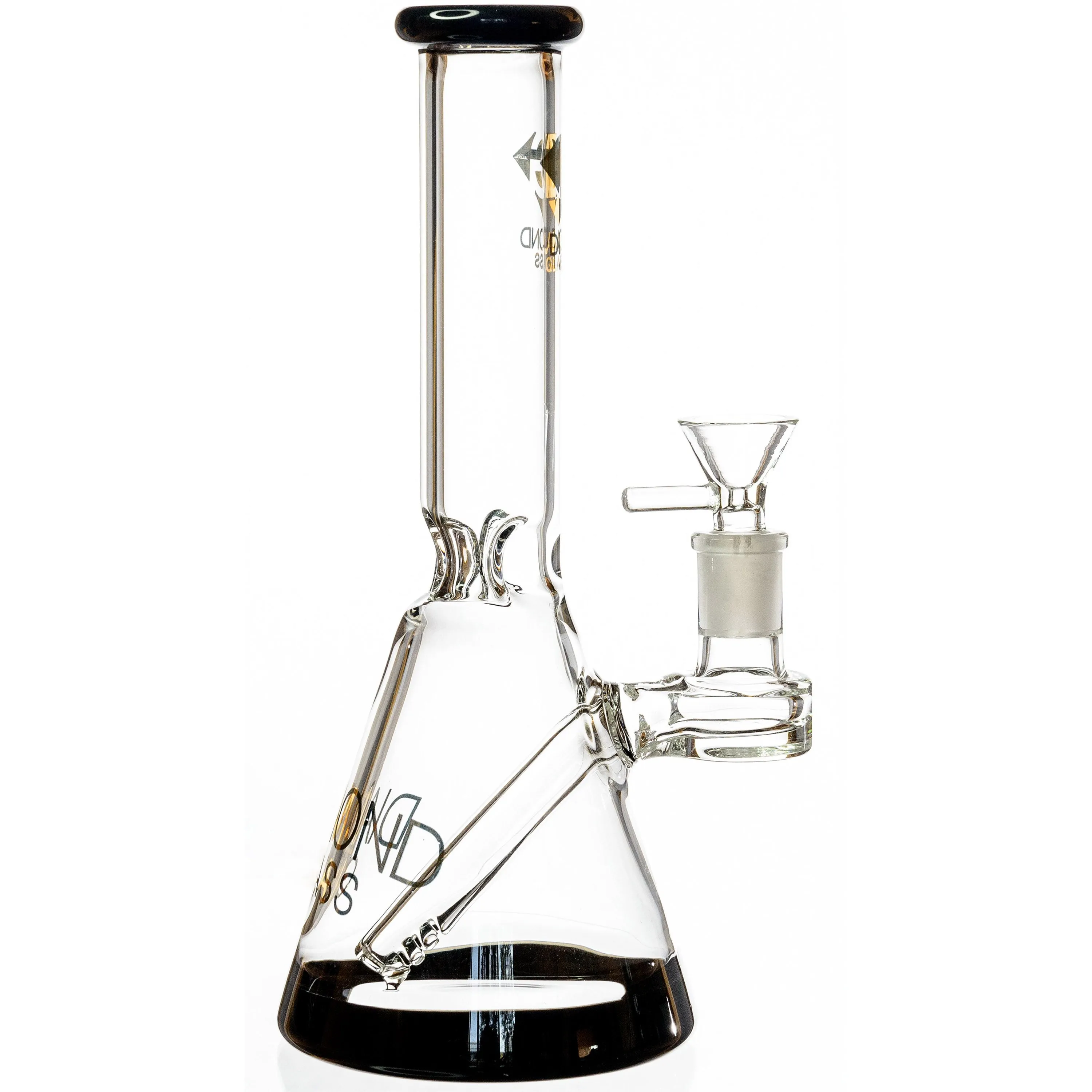 10 Beaker Bong w/ colored lip and base   built-in stem, by Diamond Glass