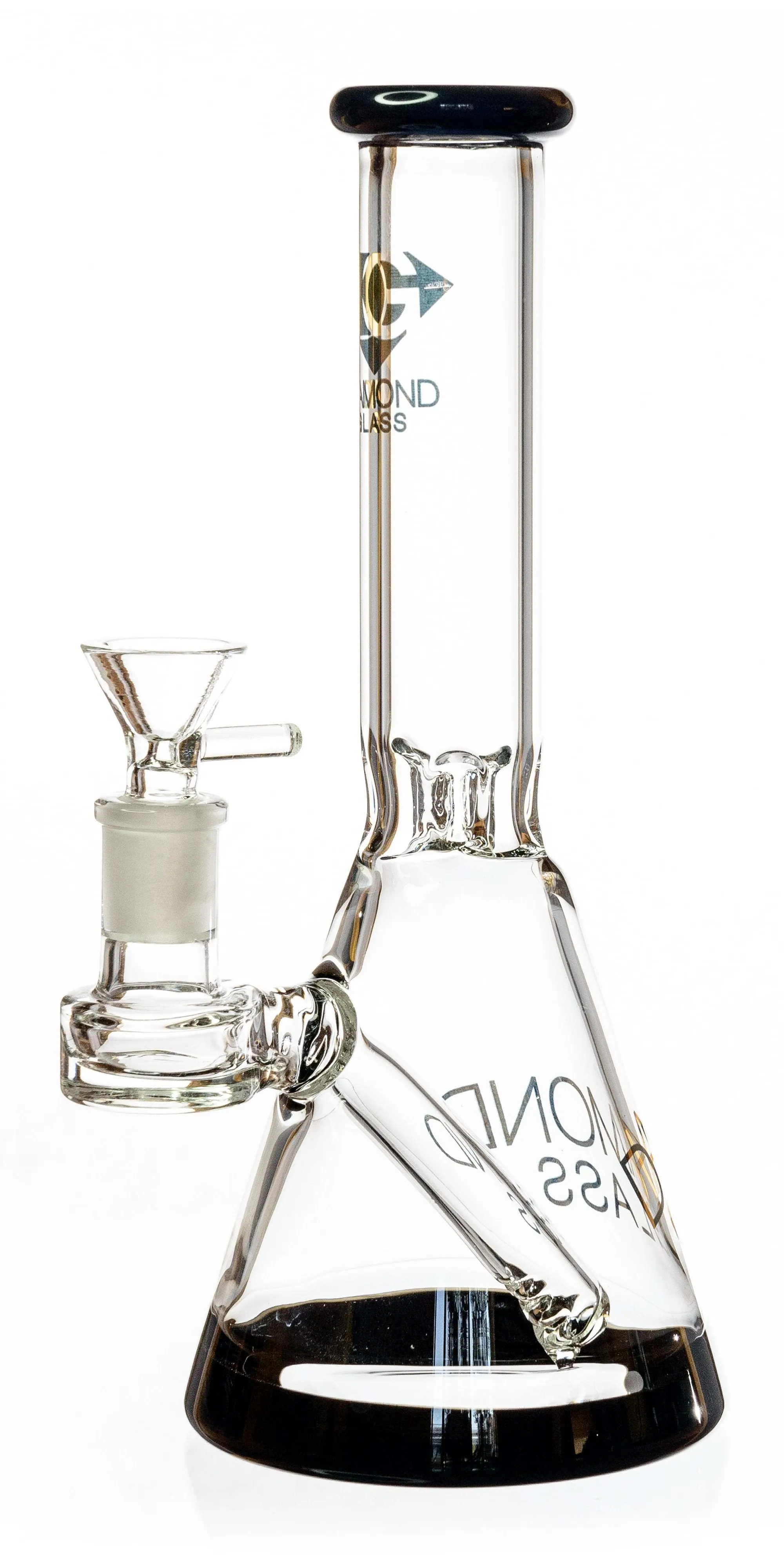 10 Beaker Bong w/ colored lip and base   built-in stem, by Diamond Glass