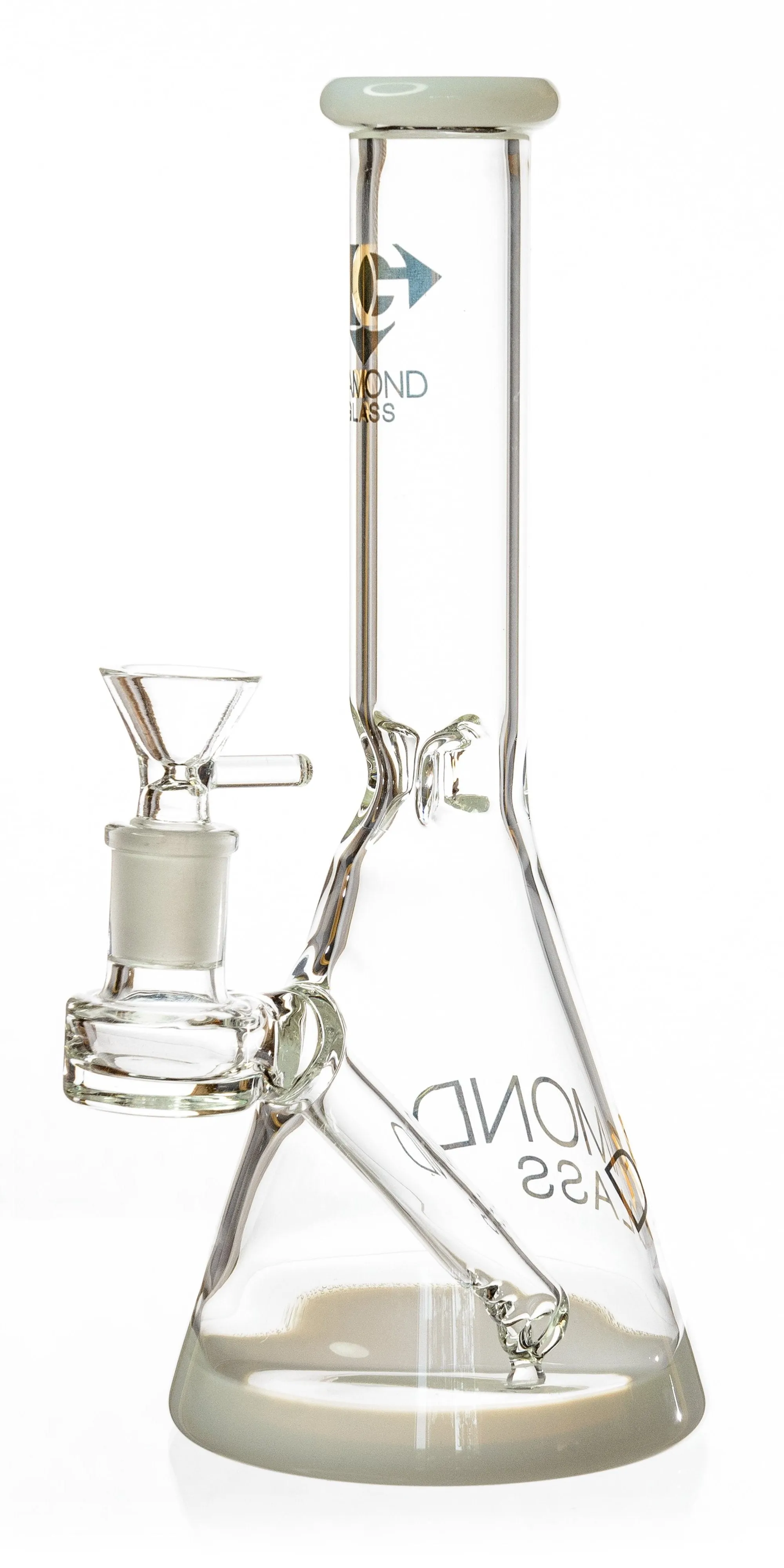 10 Beaker Bong w/ colored lip and base   built-in stem, by Diamond Glass