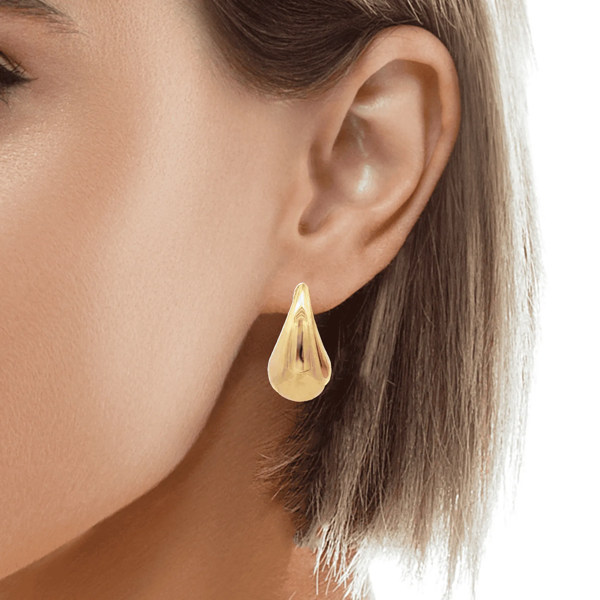 10K Gold Large Tear Drop Earrings