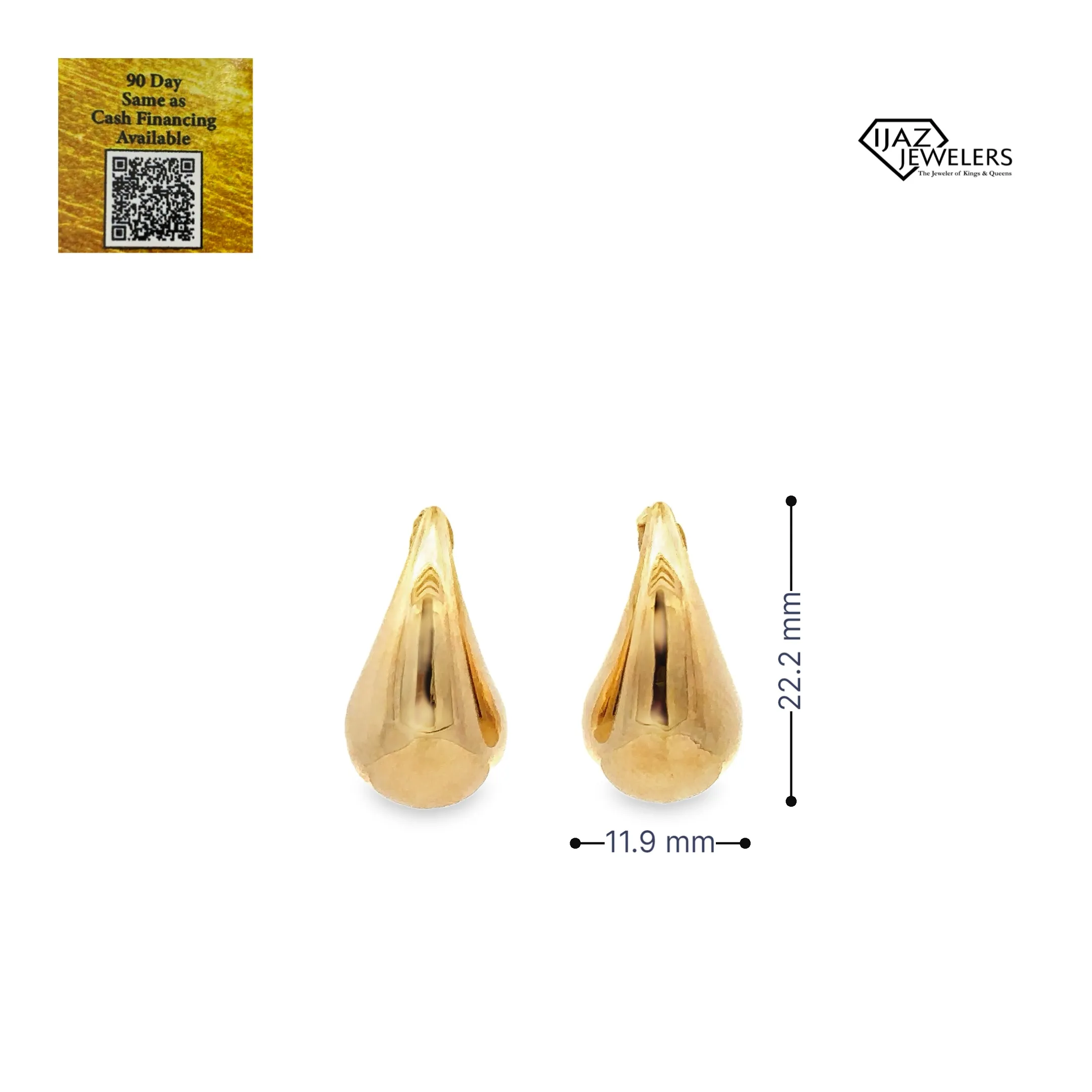 10K Gold Large Tear Drop Earrings