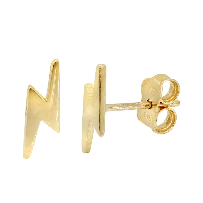 10k Gold Thunderbolt Stud Earrings