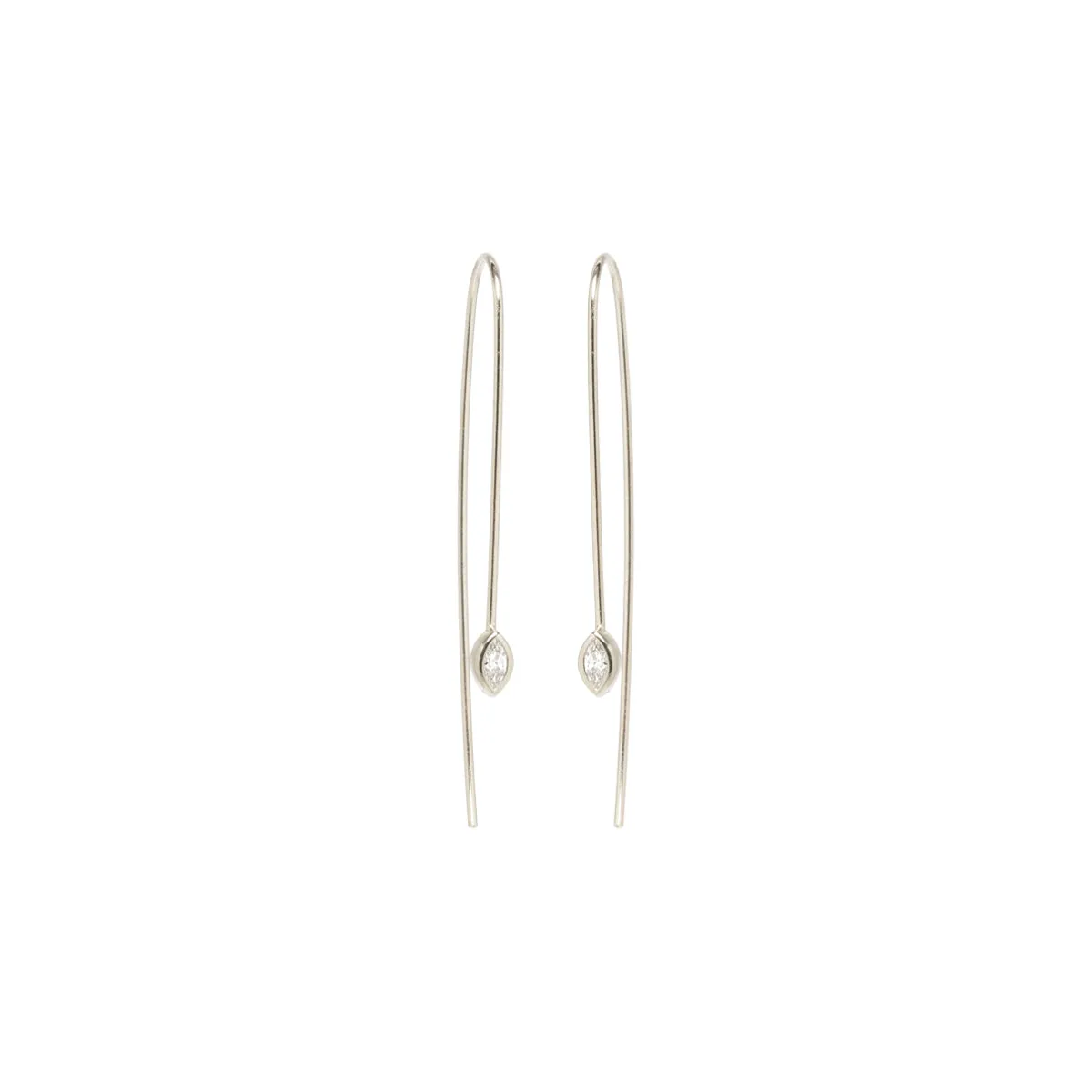 14k Marquise Diamond Wire Threader Earrings