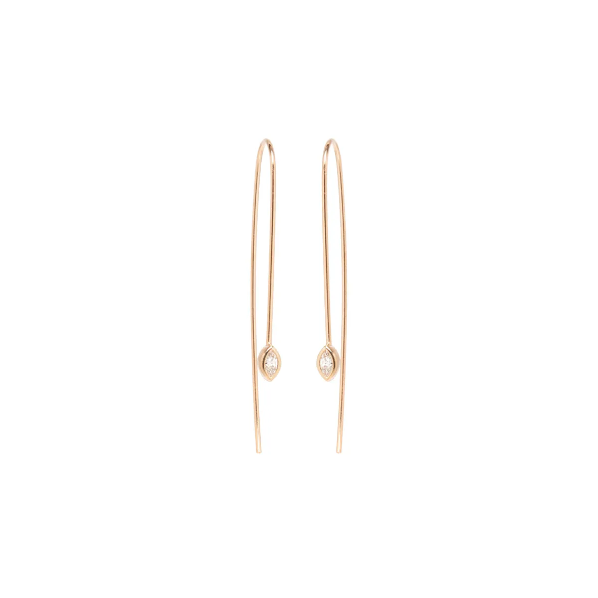 14k Marquise Diamond Wire Threader Earrings