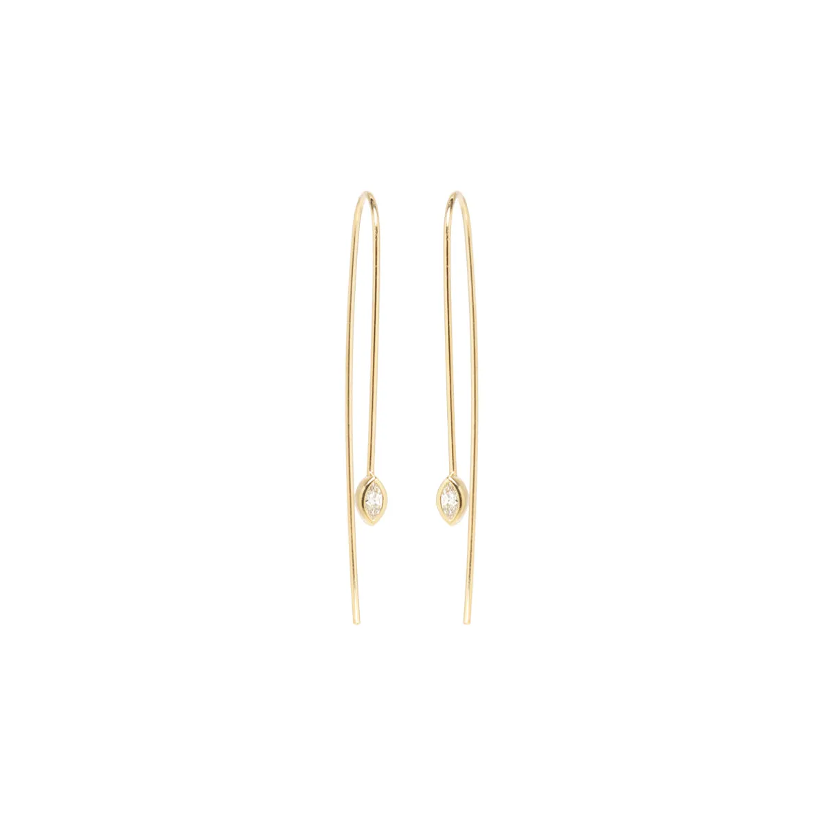 14k Marquise Diamond Wire Threader Earrings