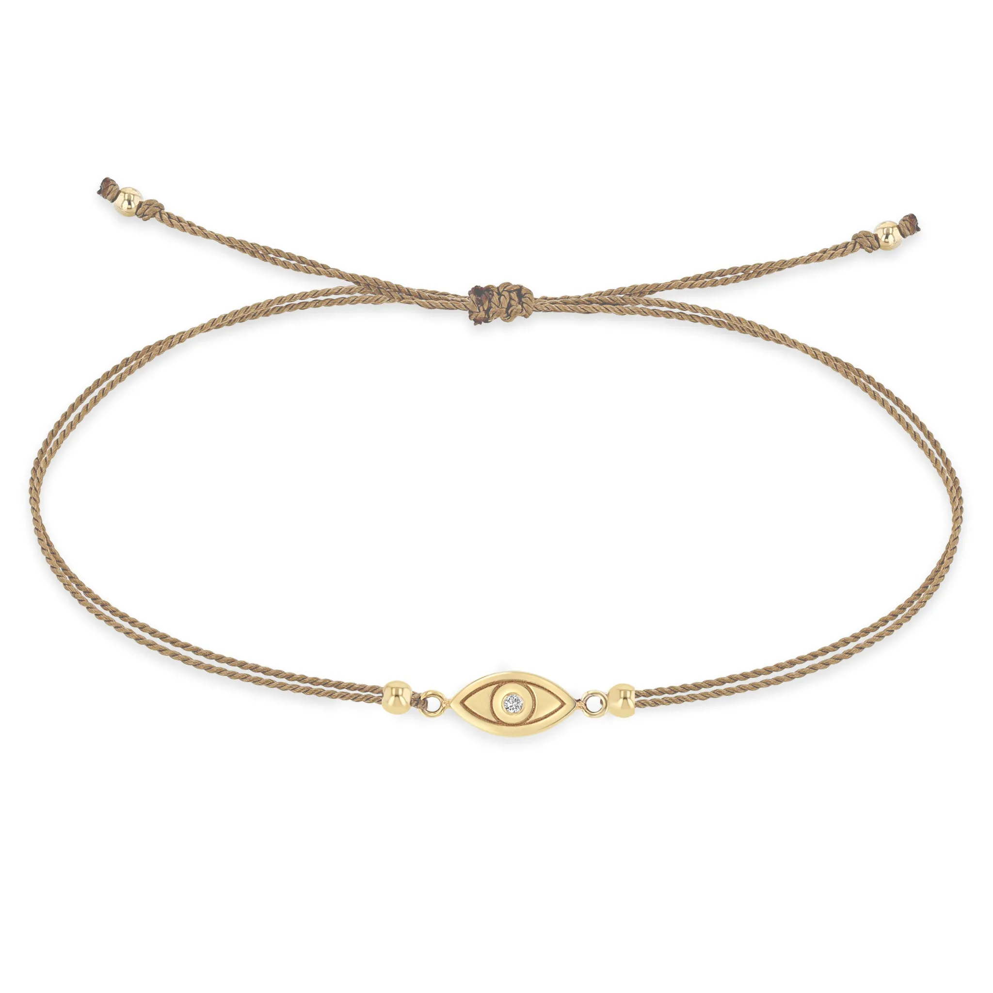 14k Midi Bitty Diamond Evil Eye Cord Bracelet