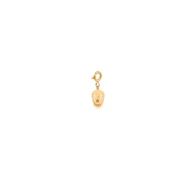 14k midi bitty diamond eye skull charm on spring ring