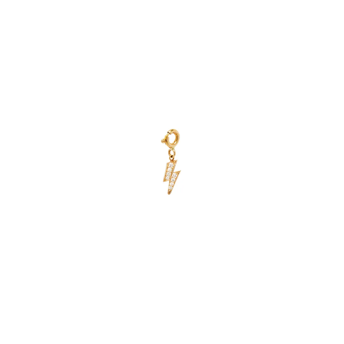 14k midi bitty pave diamond lightning bolt charm pendant with spring ring