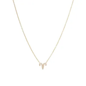 14k Midi Bitty Pavé Diamond Zodiac Necklace