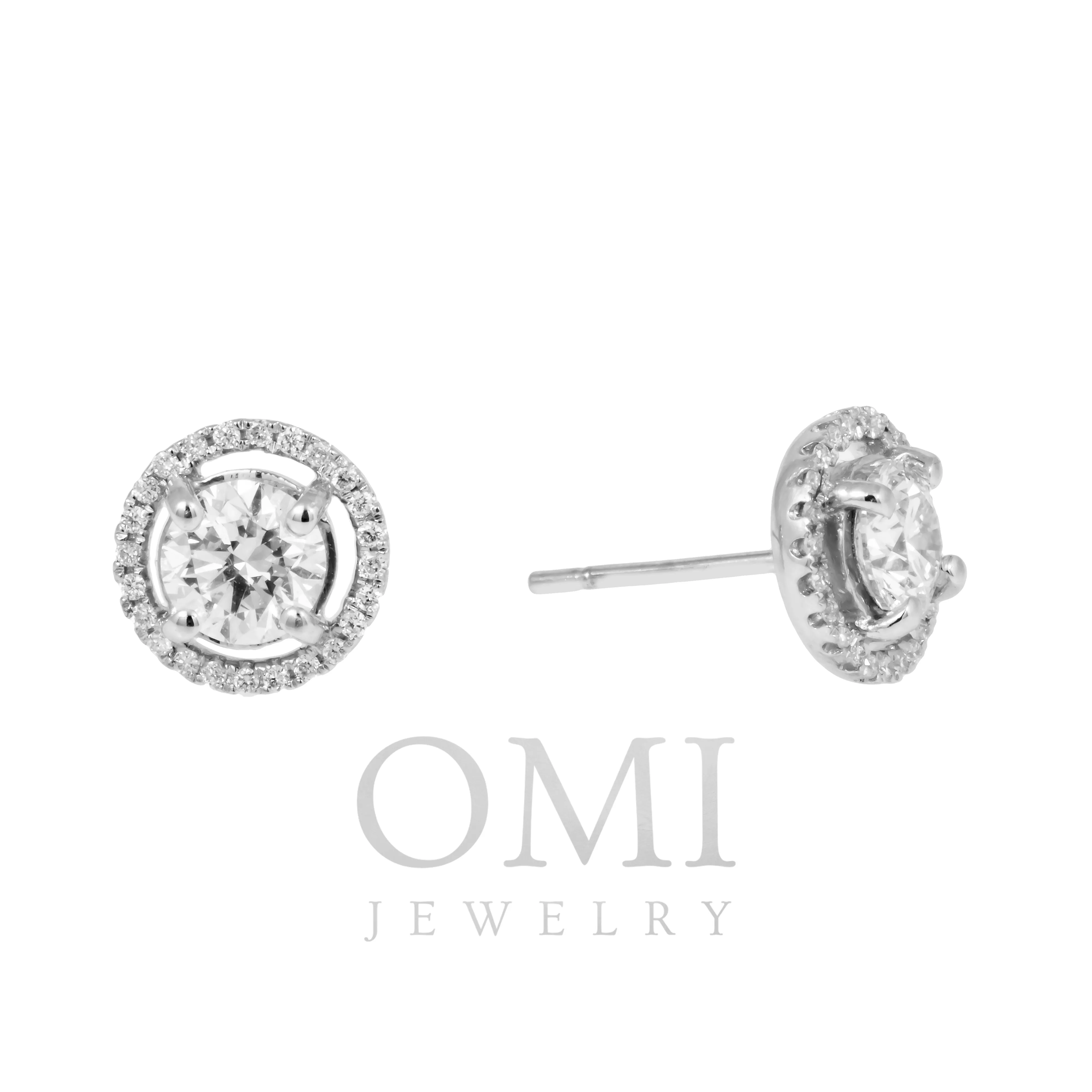 18K GOLD HALO LAB DIAMOND STUD EARRINGS 1.62 CTW