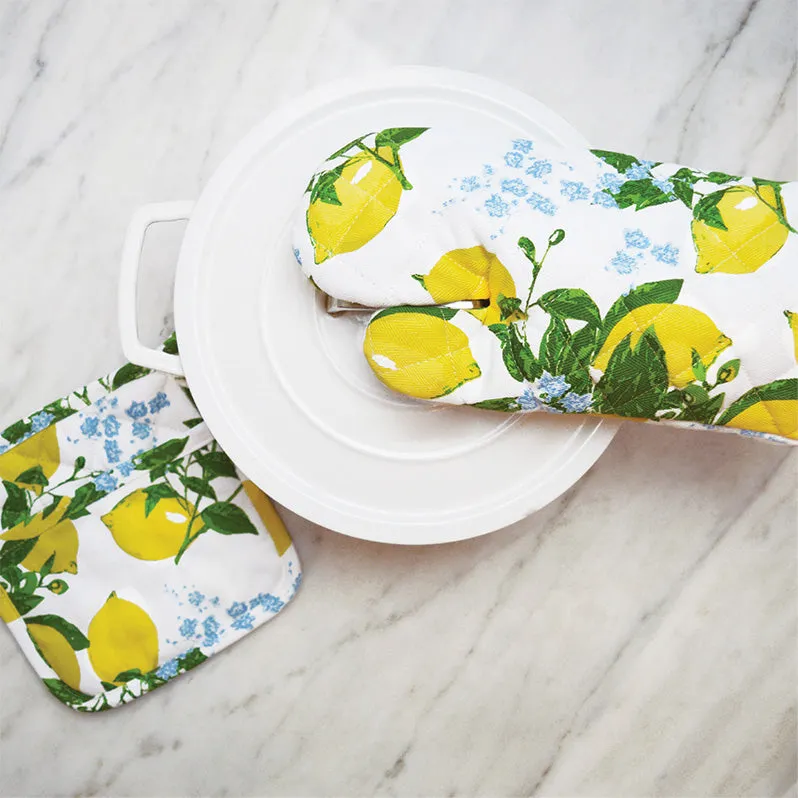 8 OAK LANE | Lemon Floral Oven Mitt Set