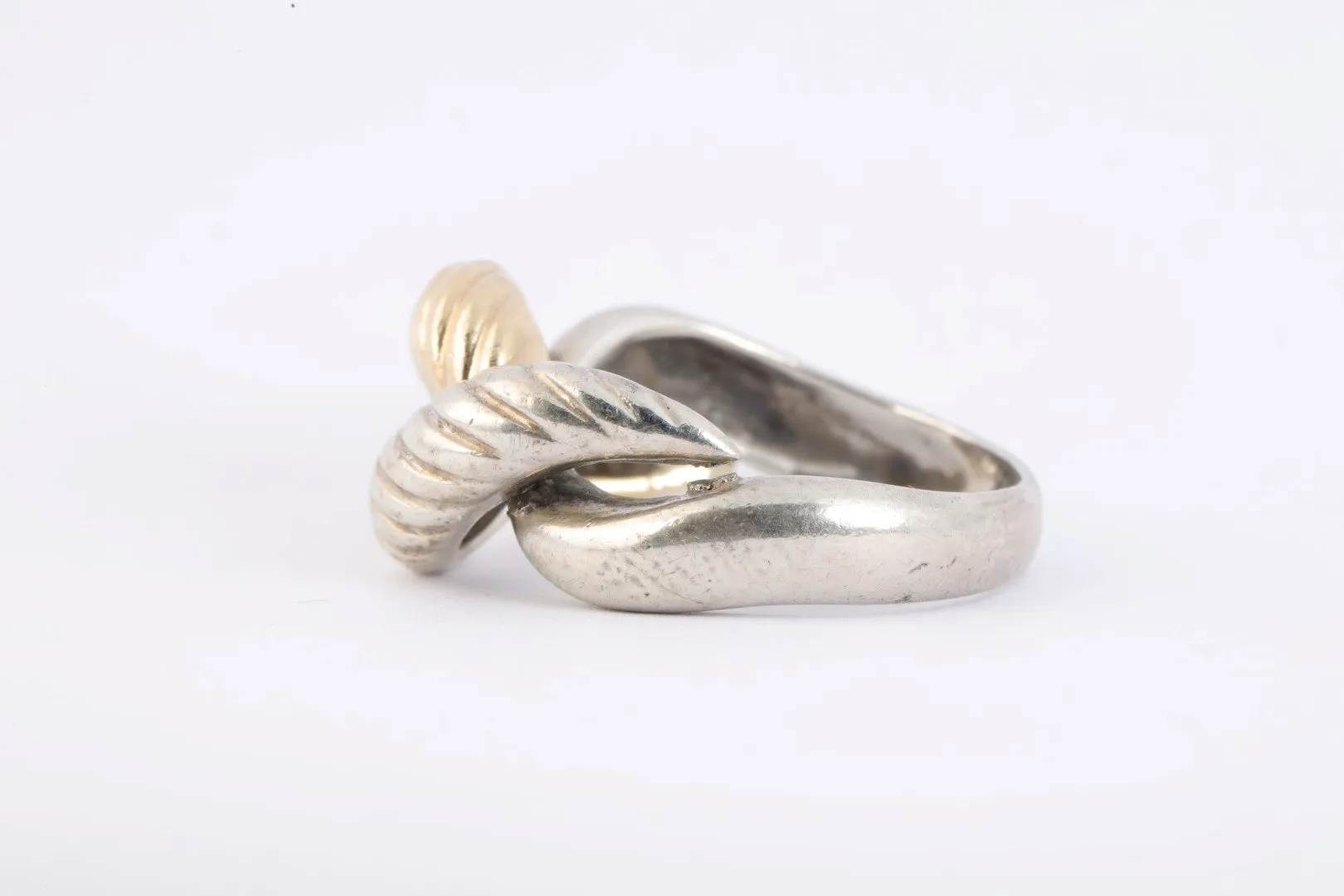 925 Silver 14k yellow Gold Fashion Ring Size 7 (6.00g.)