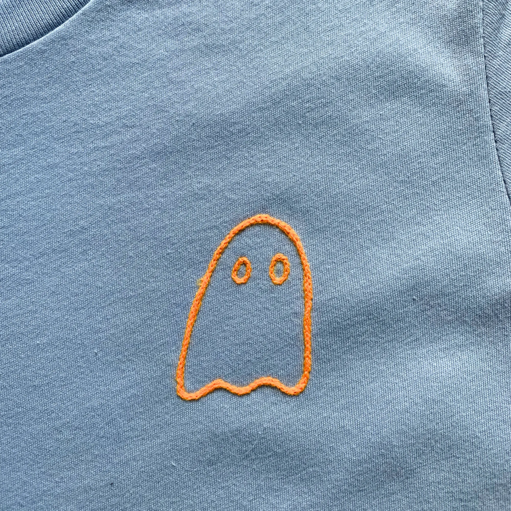 ADULT Small Baby Blue Little Ghost Chainstitch Tshirt