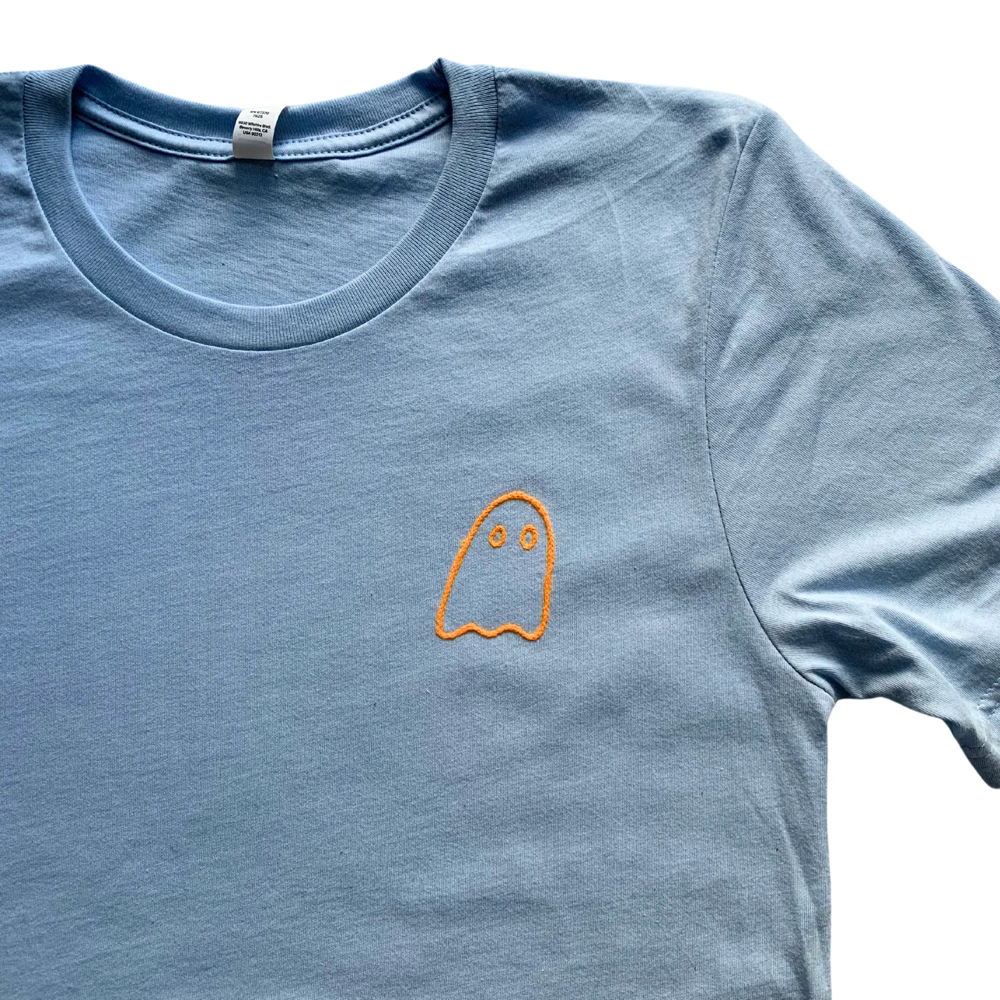 ADULT Small Baby Blue Little Ghost Chainstitch Tshirt