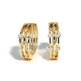 AFJ Diamond Collection - Small Hoop Earrings with Diamonds, Yellow Gold