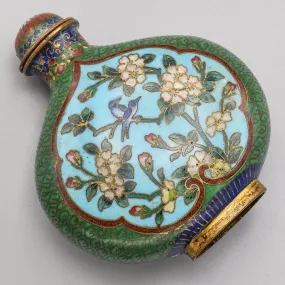 Antique Chinese Cloisonne Flask Shape Floral Snuff Bottle