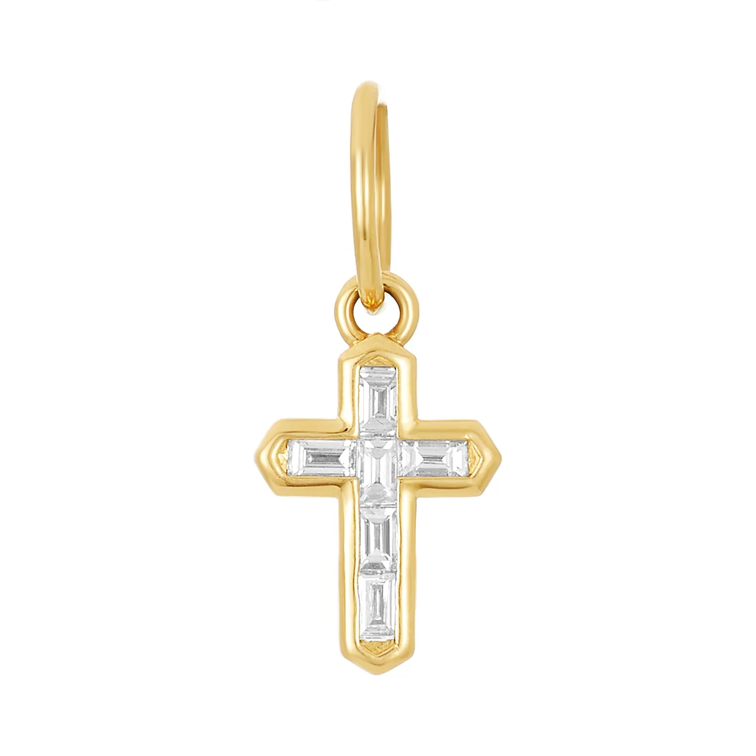 Baguette Diamond Cross Charm