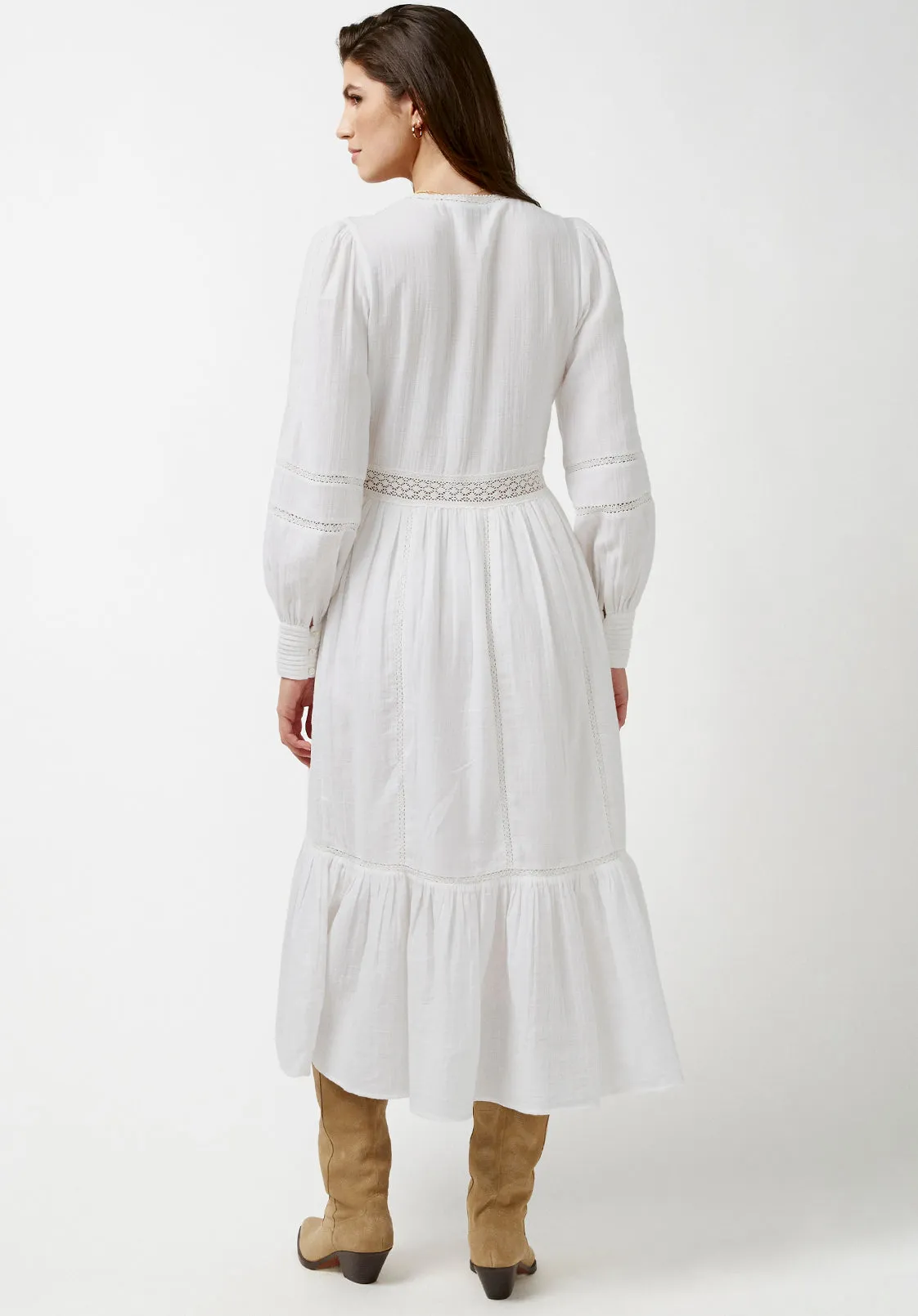 Bergen Women's Peasant Dress in White - WD0672P