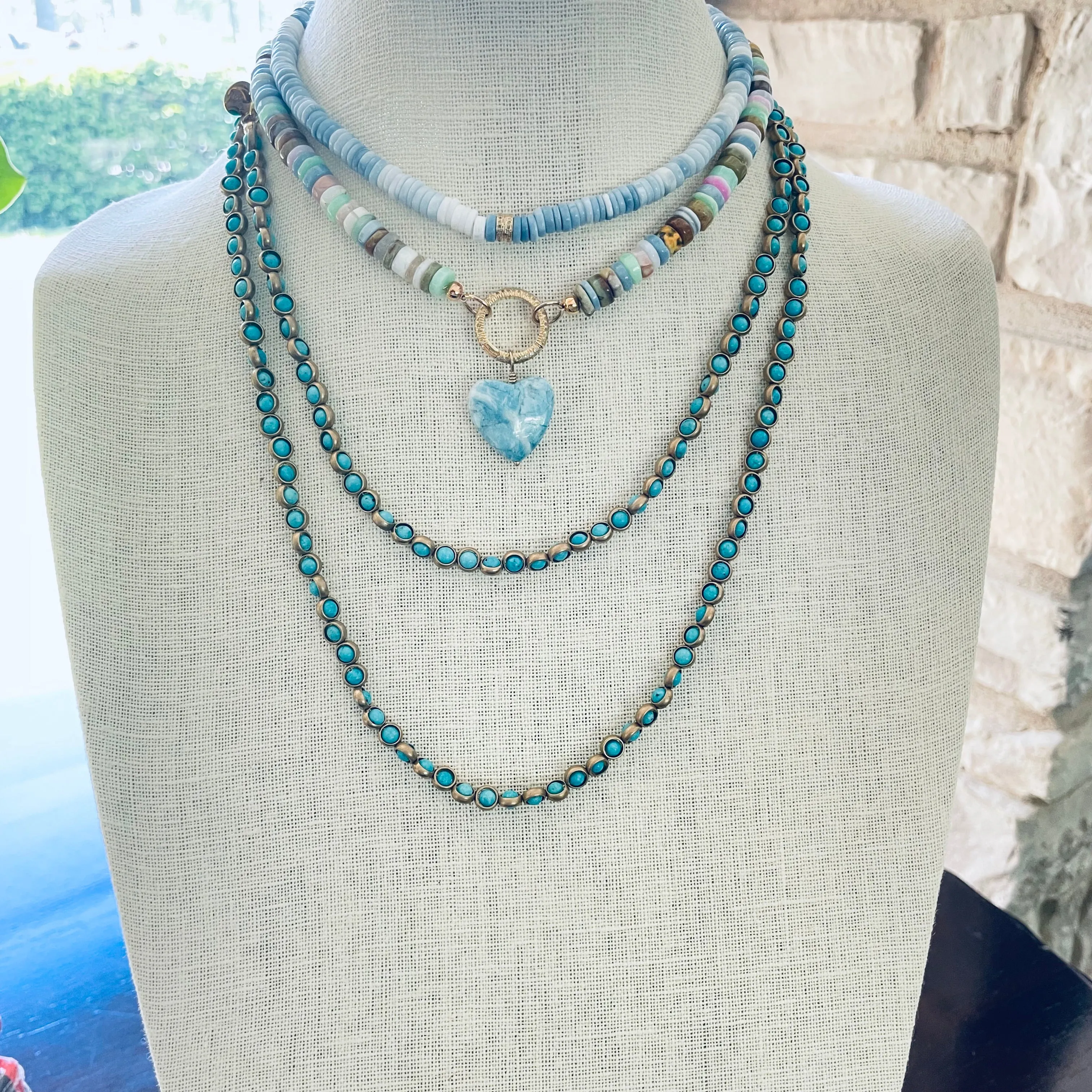 Blue Opal Heishi Choker