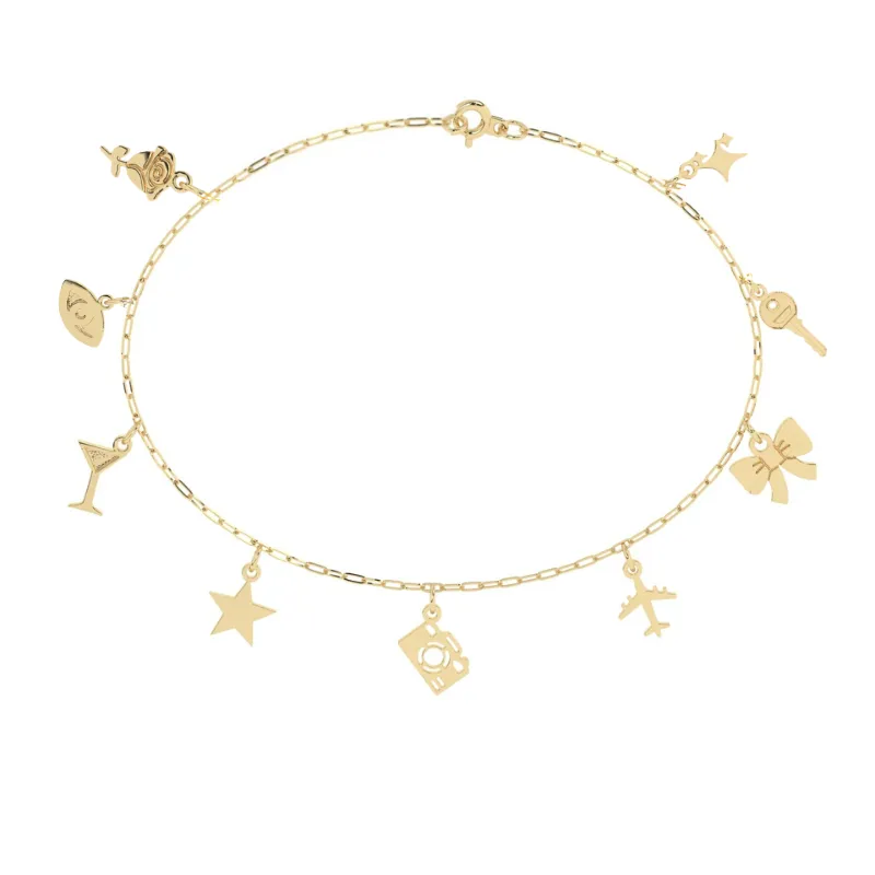 Build Your Own Two Charm Bracelet | 10k Yellow Gold