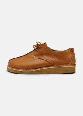 Caden Centre Seam Textured Ostrich Leather Shoe - Honey