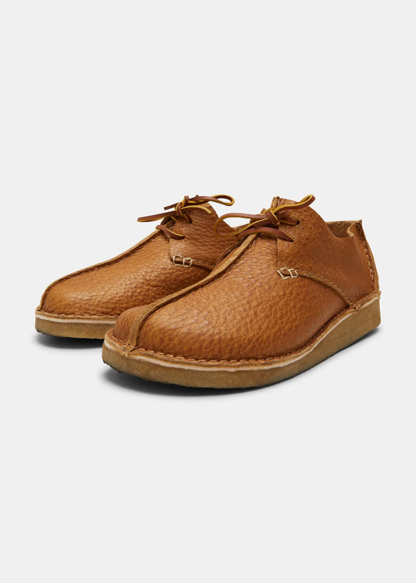 Caden Centre Seam Textured Ostrich Leather Shoe - Honey