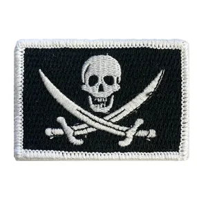 Calico Jack Flag Patch - White on Black