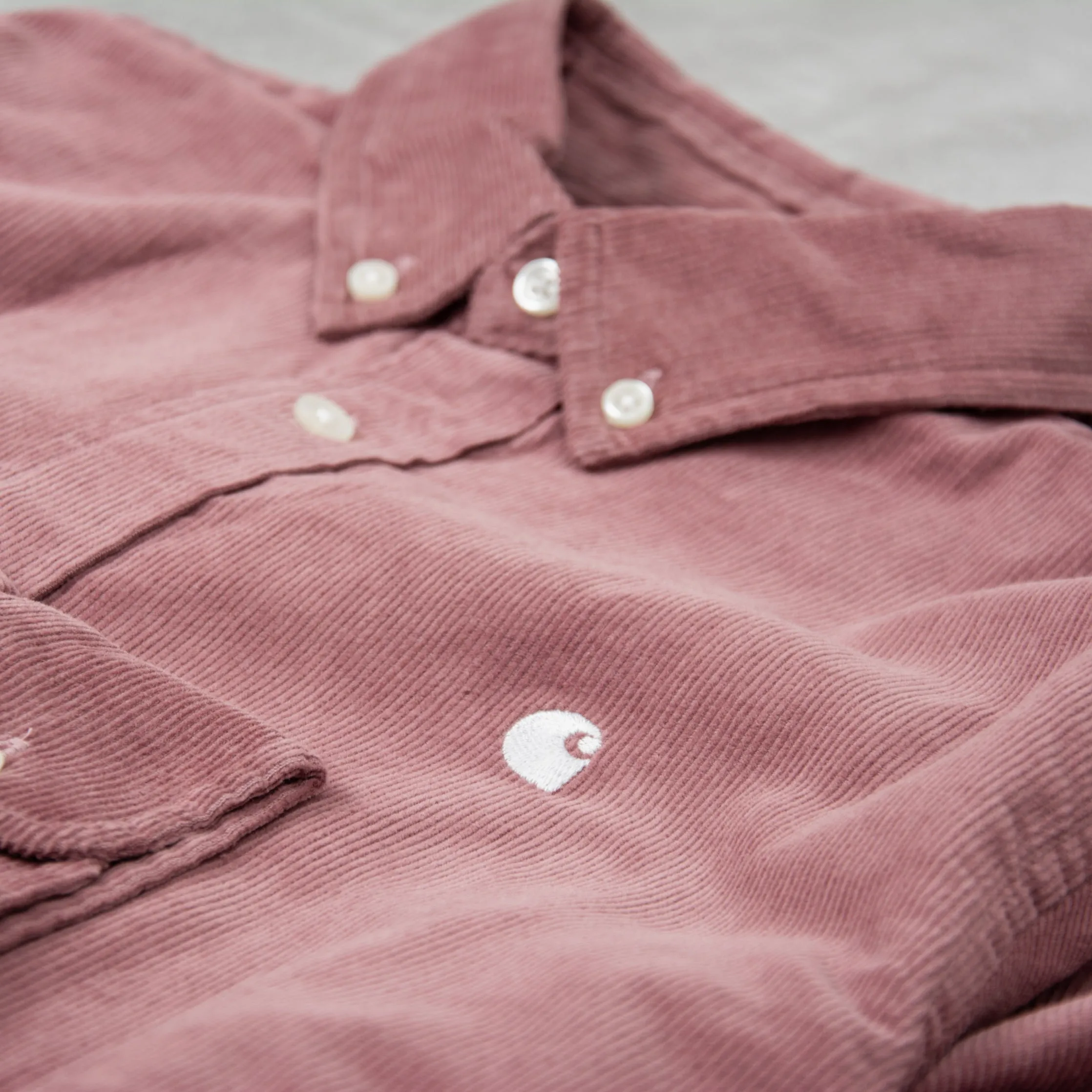 Carhartt WIP Madison Fine Cord L/S Shirt - Lupinus / White