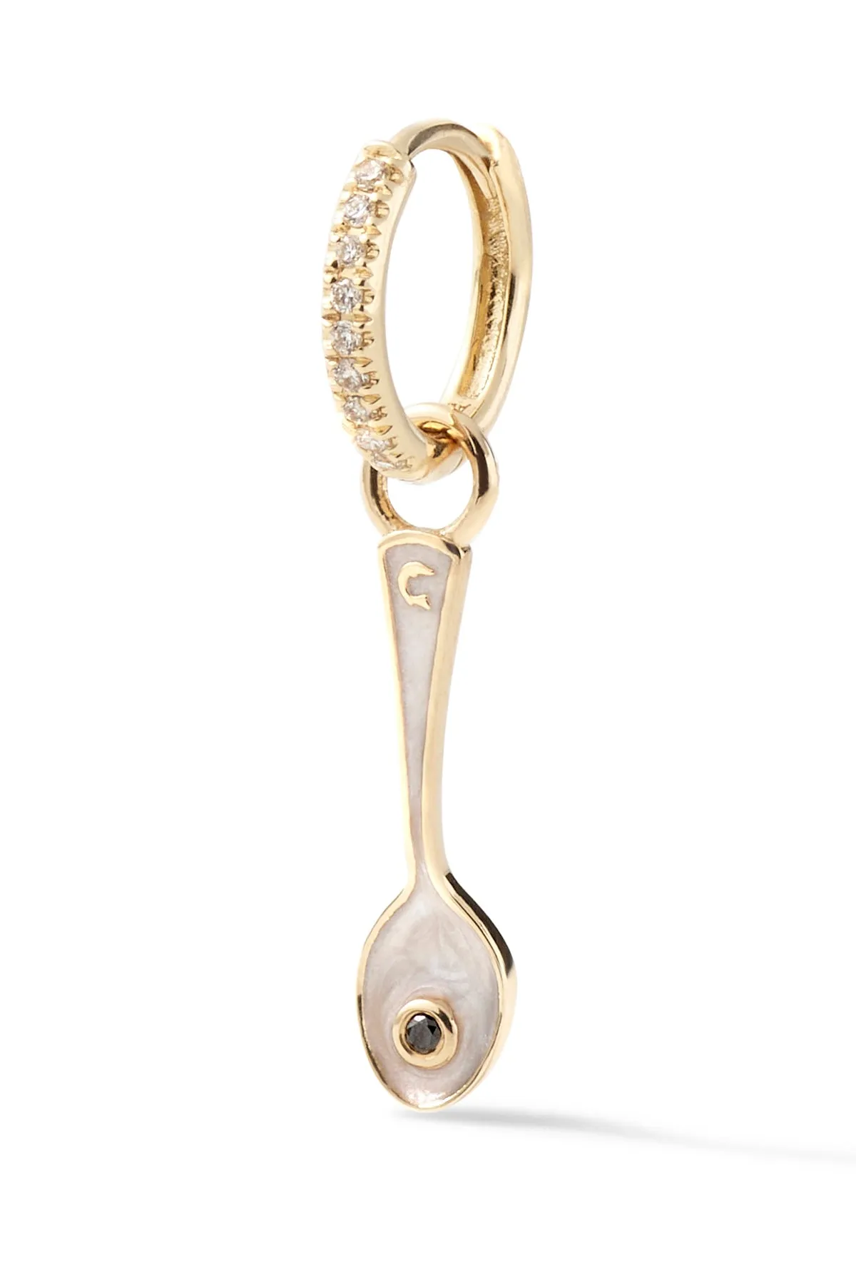 Caviar Kaspia Huggie with Caviar Spoon Charm - In Stock