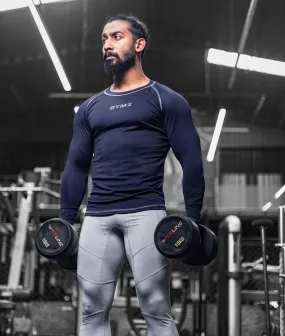 Compression GymX Full Sleeve Tee: Navy Blue