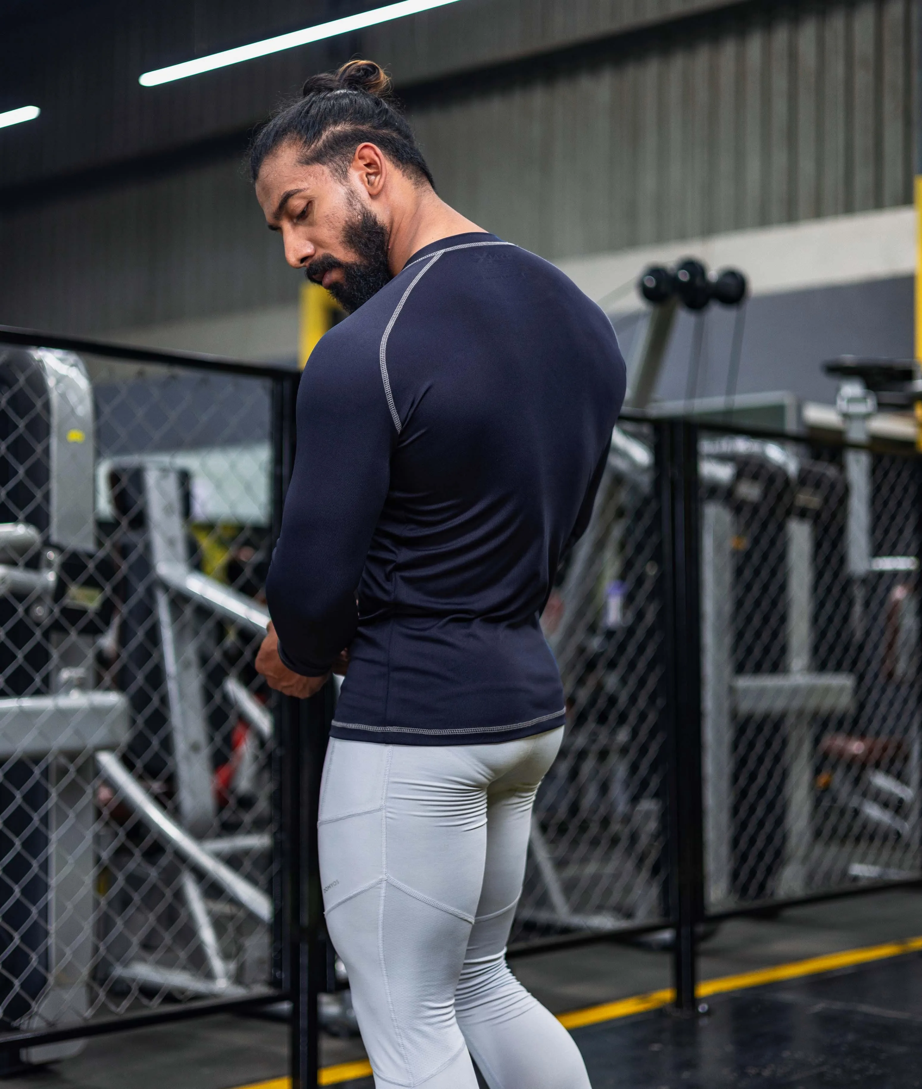 Compression GymX Full Sleeve Tee: Navy Blue