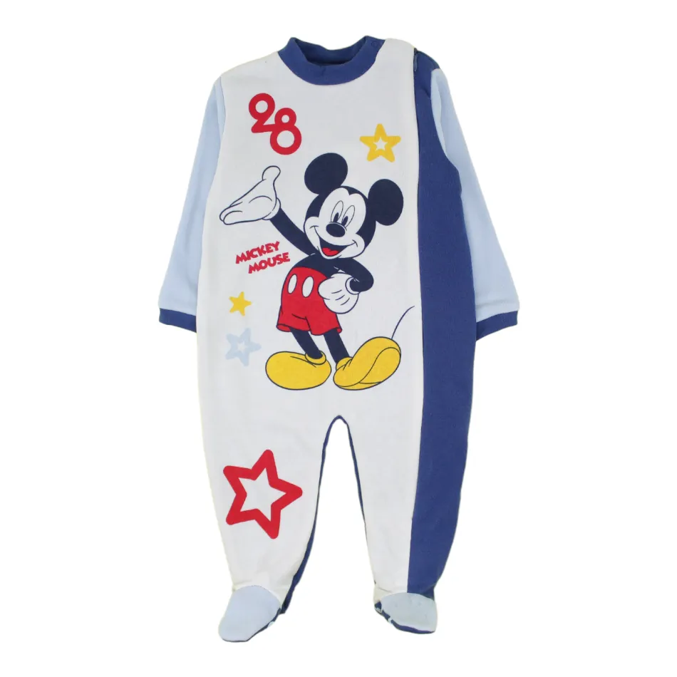 Disney Fleece Lined Side Zip Up Footed Sleeper - Mickey Star Blue