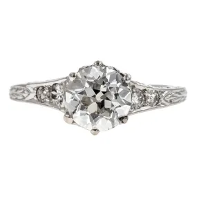 Edwardian Filigree Engagement Ring, Old Euro 1.22ct.