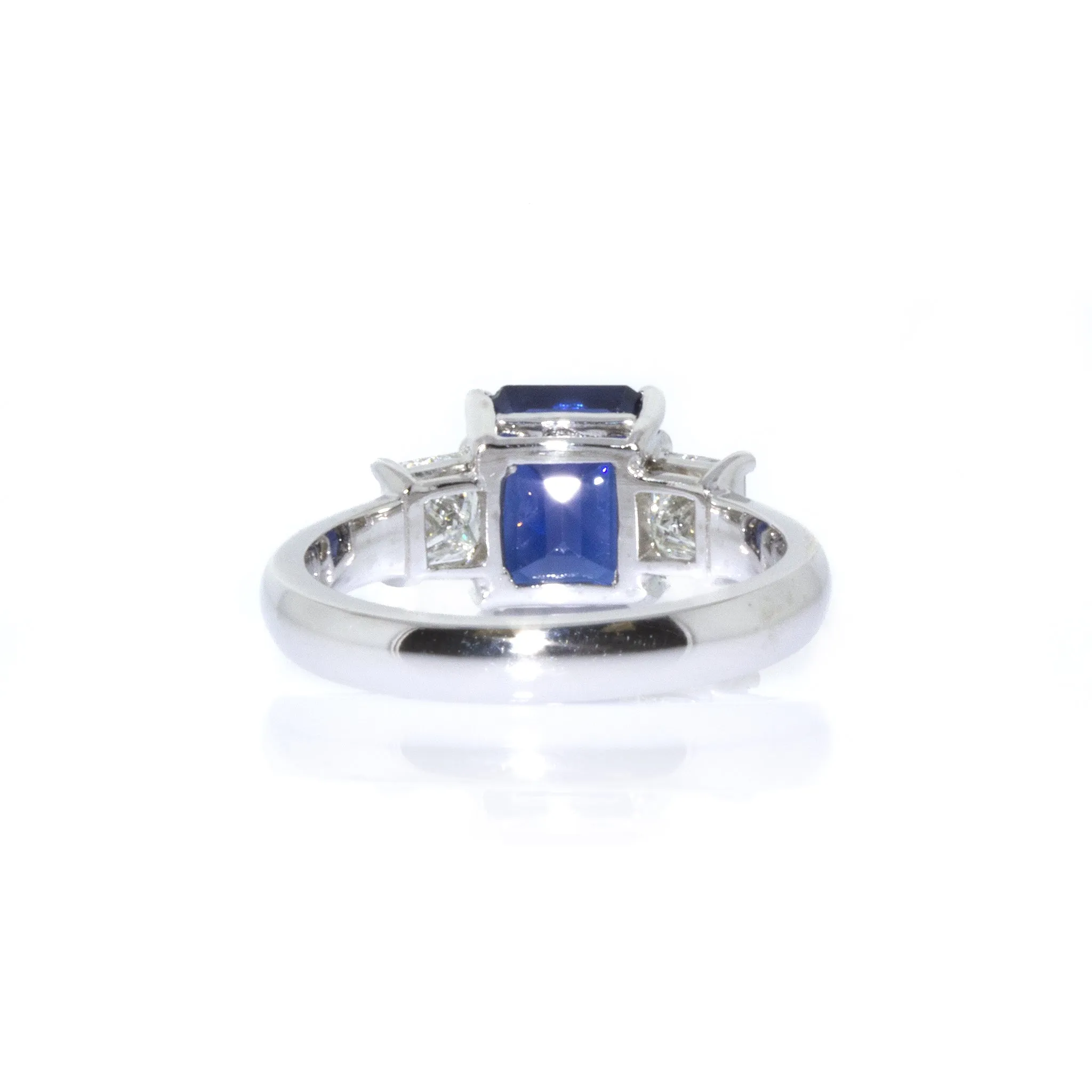 Emerald Cut Sapphire & Diamond Platinum Estate Ring