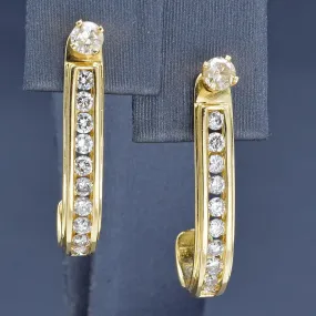 Estate 14K Yellow Gold Diamond Front-Back Screw On Earrings