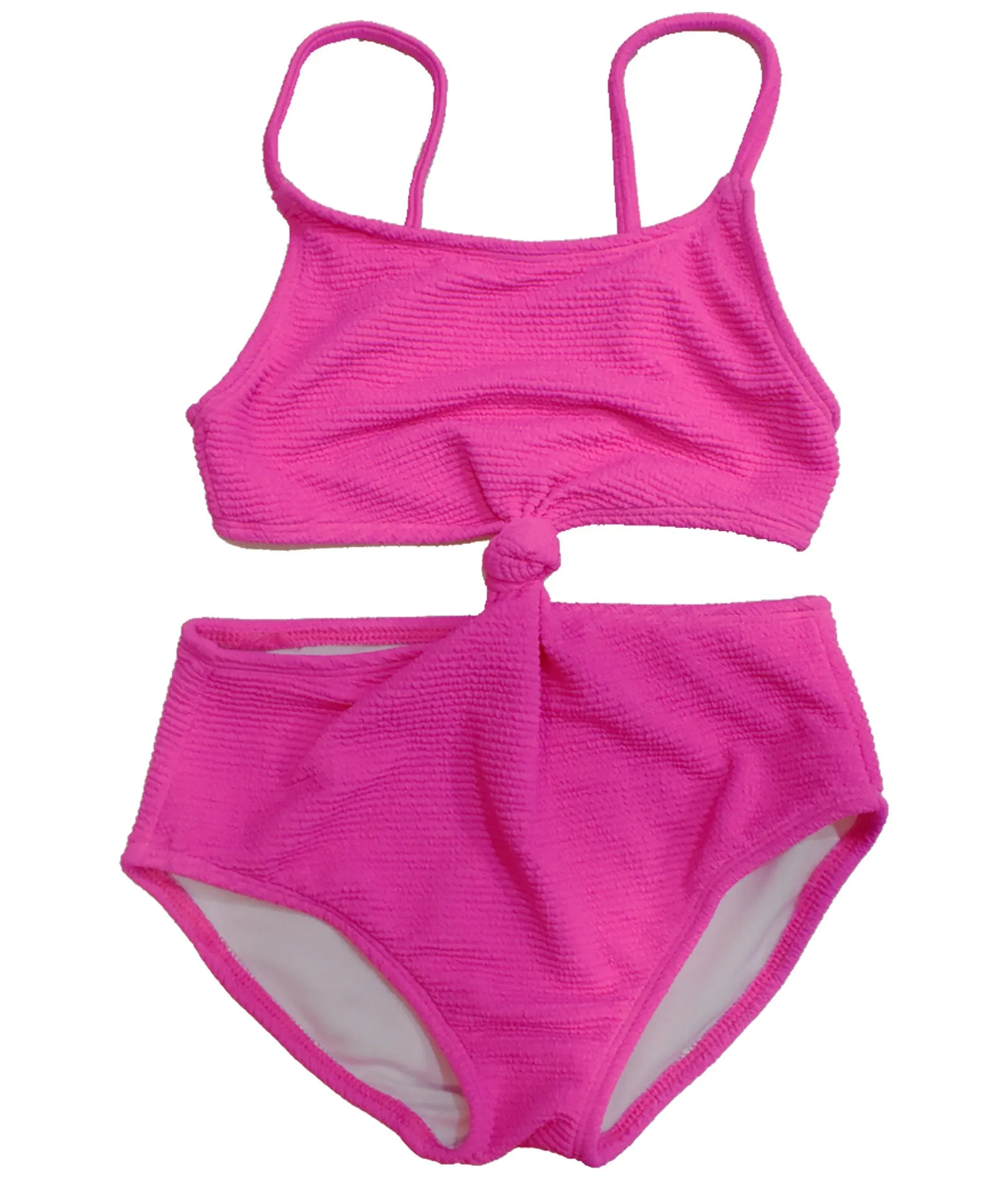 FBZ Girls Hot Pink Ribbed Monokini