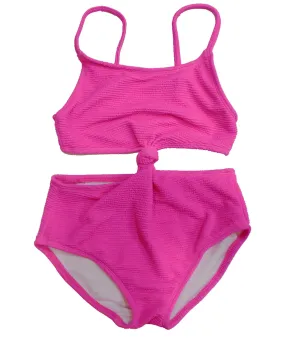 FBZ Girls Hot Pink Ribbed Monokini