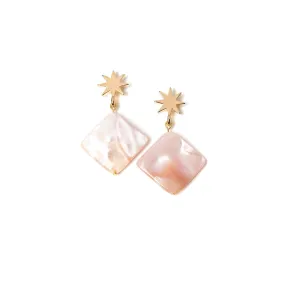 gold star   pink shell earrings