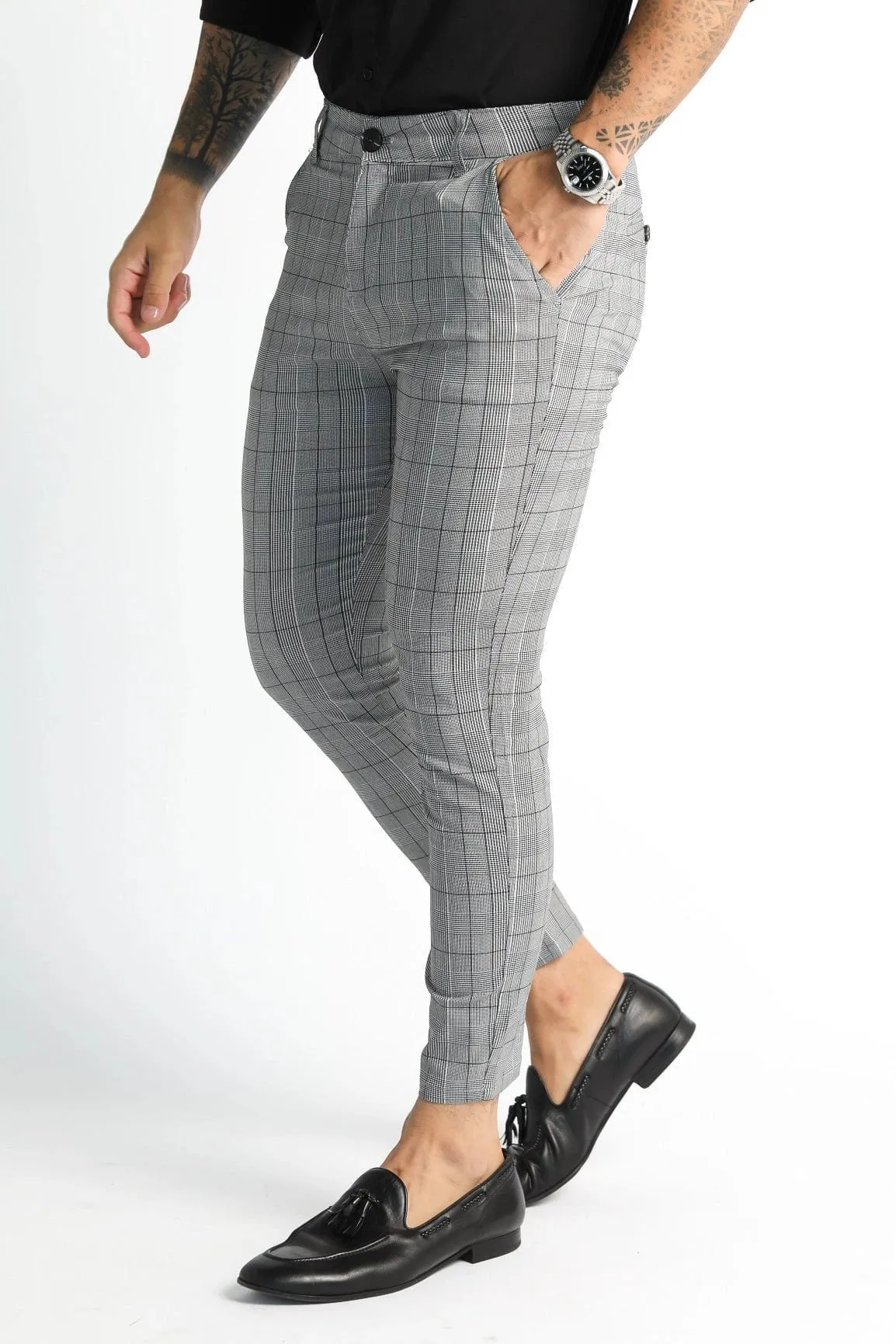 Grey Plaid Pants