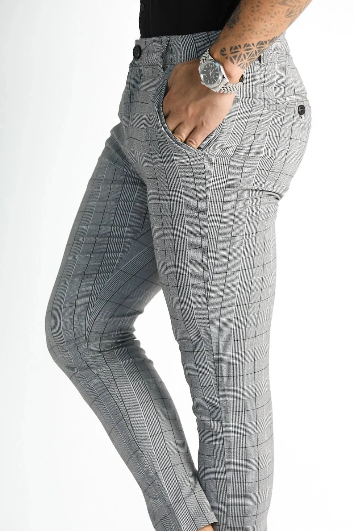 Grey Plaid Pants