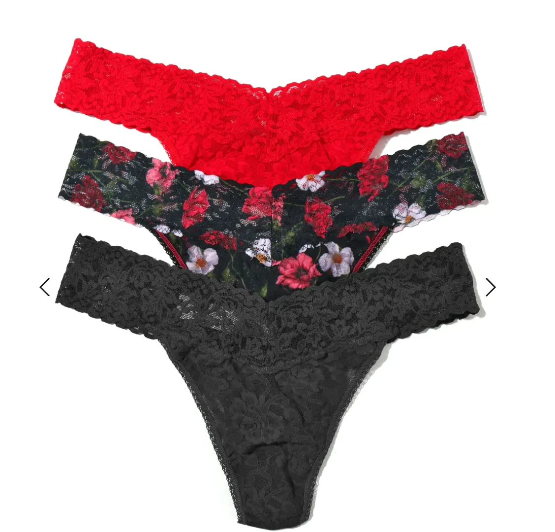 Hanky Panky 3-pack Signature Original Rise Thongs Am I Dreaming Holiday Box