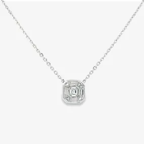 Invisible Set Asscher & Baguette Diamond Necklace