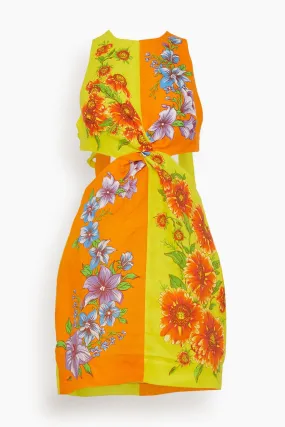 Jude Twist Mini Dress in Orange/Yellow