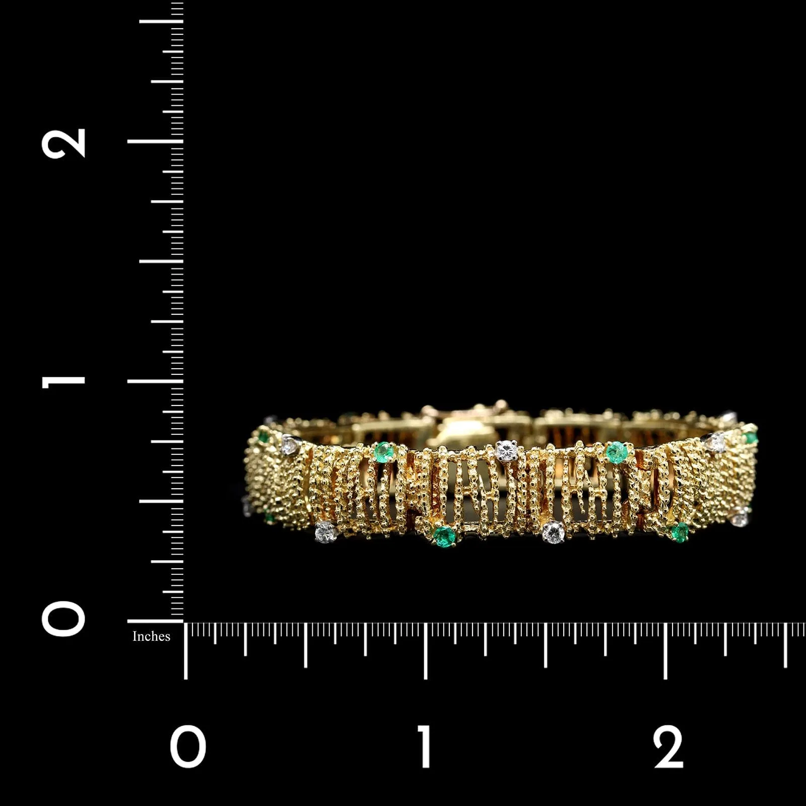 La Triomphe 18K Yellow Gold Estate Emerald and Diamond Bracelet