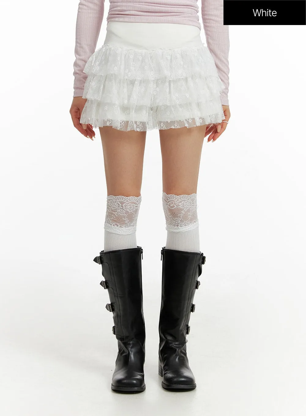 Lace Frill Layered Mini Skirt CF414