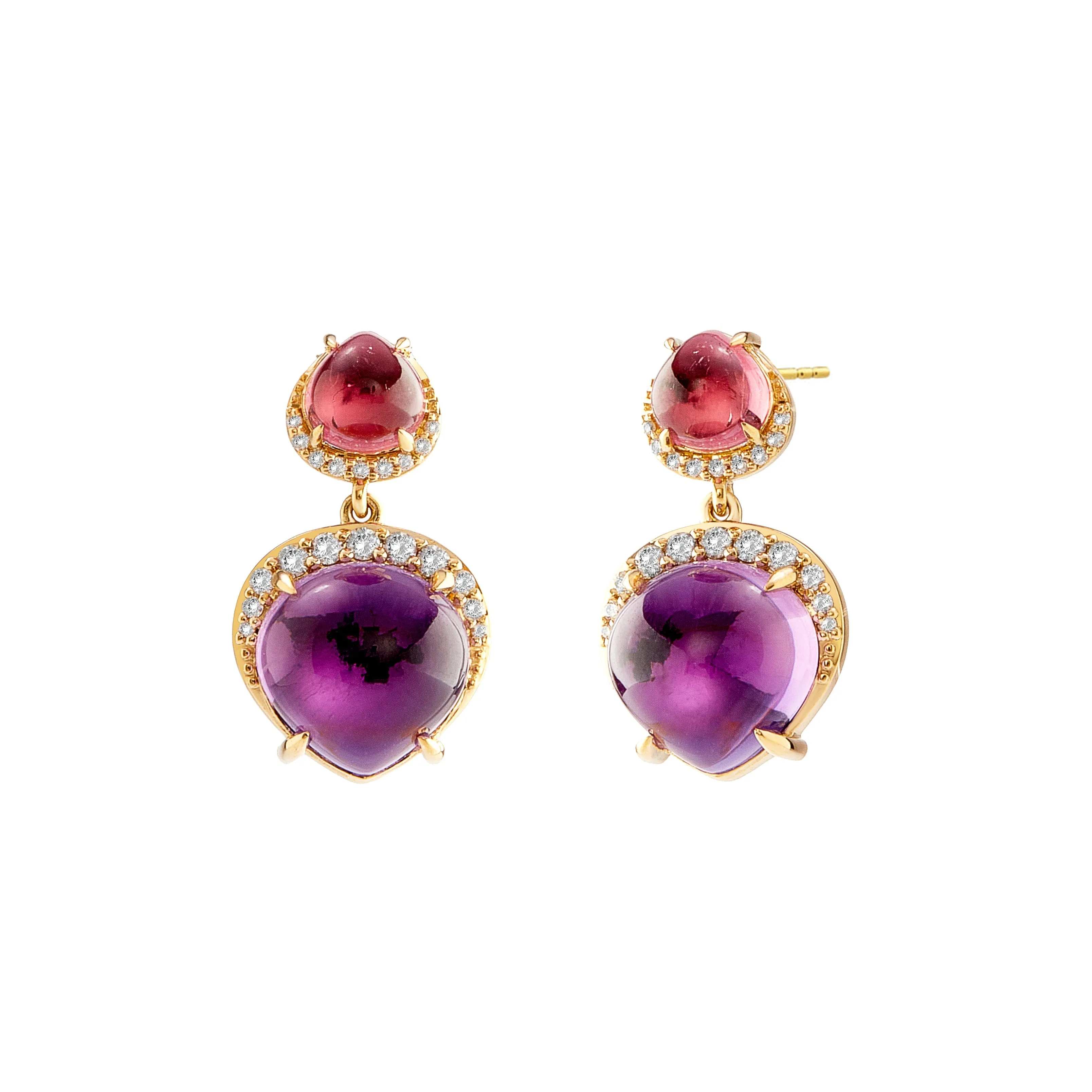 Mogul Rubellite & Gemstone Drop Earrings