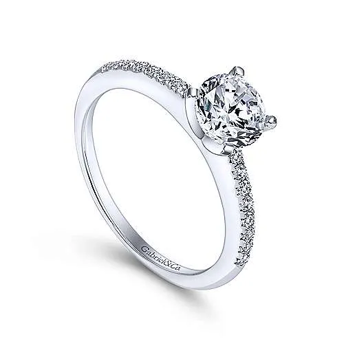 Mounting Only, 14K White Gold Round Diamond Engagement Ring