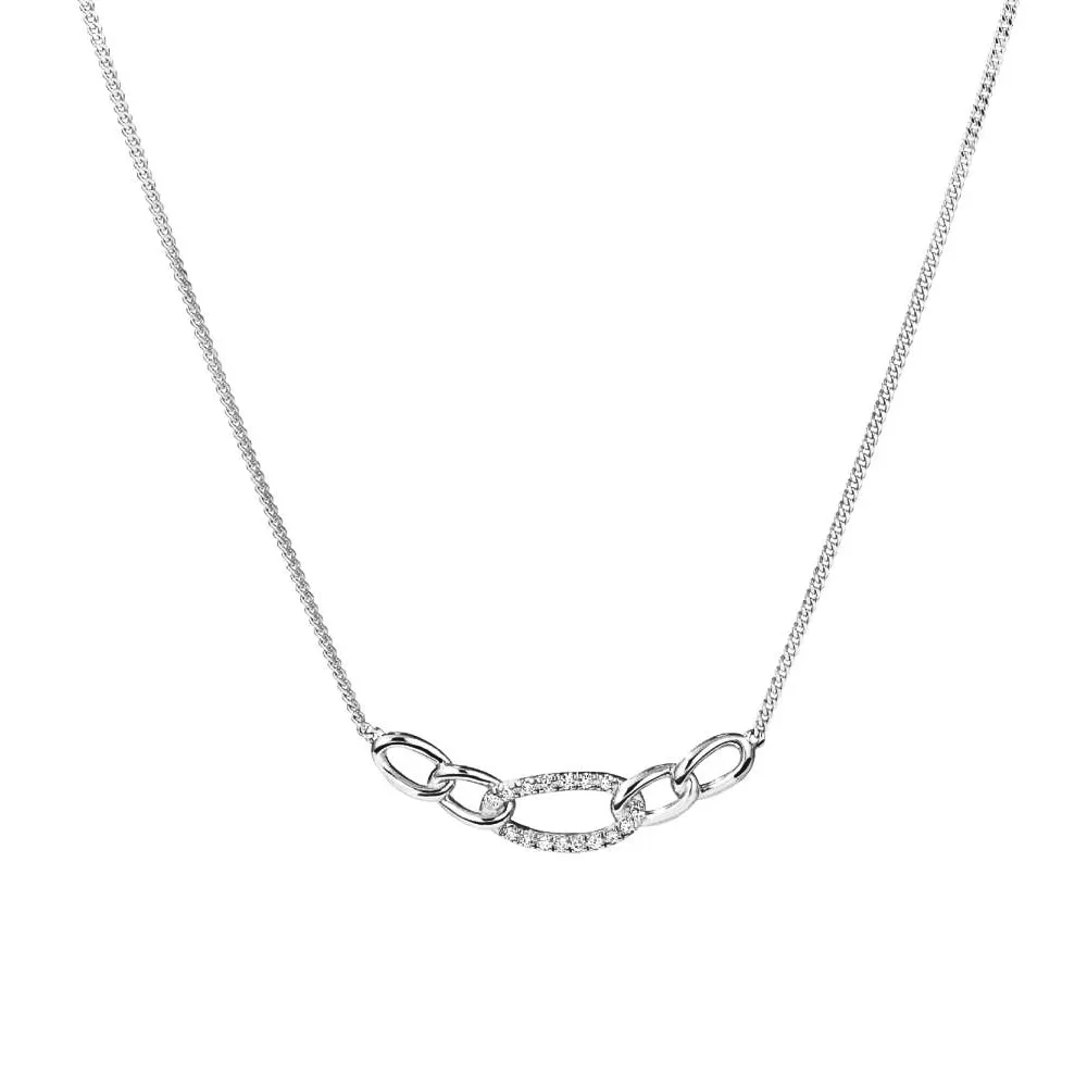 Pavé Interlocking Link Curve Necklace