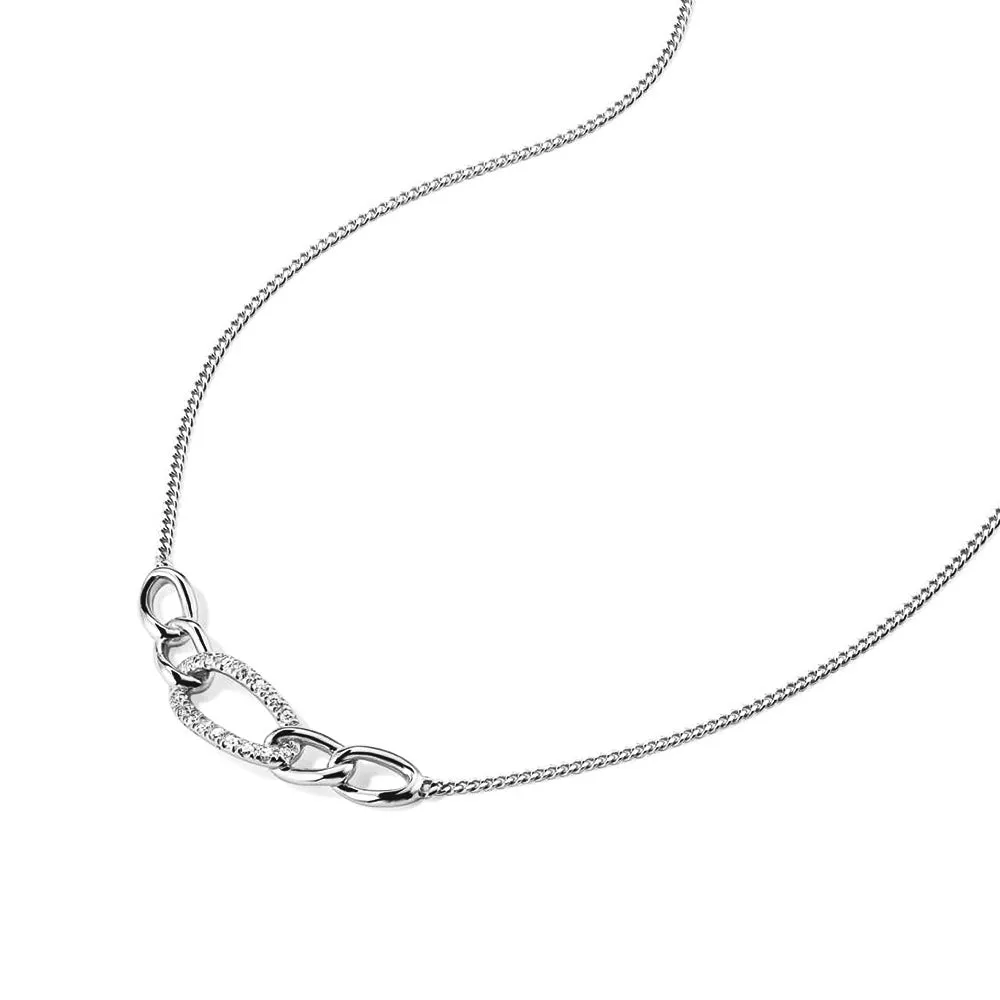 Pavé Interlocking Link Curve Necklace